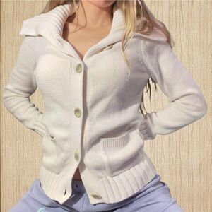 Ann Taylor button up cardigan with ribbed collar